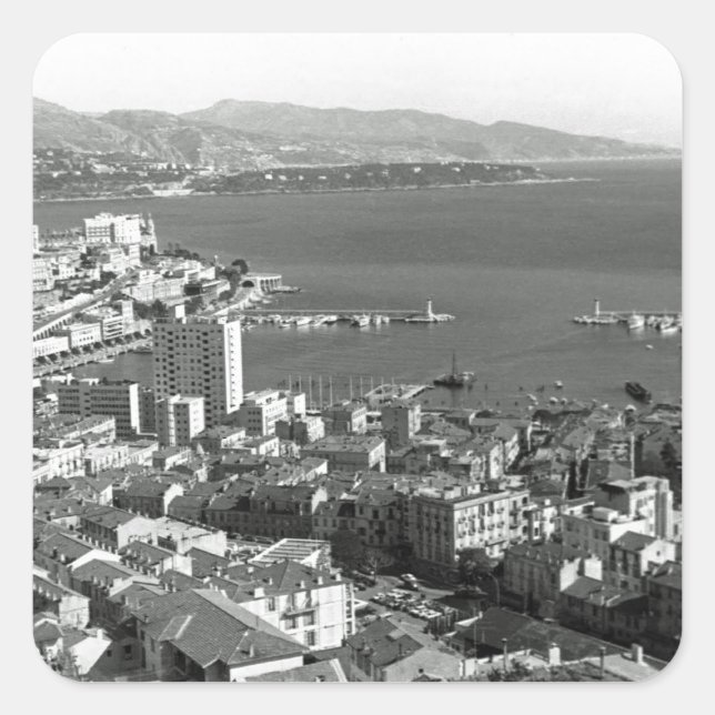 Pegatina Cuadrada Puerto Montecal Montecarlo 1970 (Anverso)