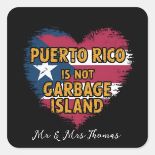 Pegatina Cuadrada Puerto Rico no es una isla basura