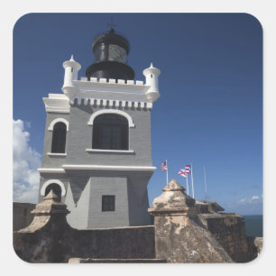 Pegatina Cuadrada Puerto Rico, San Juan, Old San Juan, El Morro