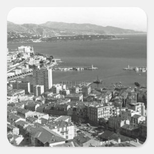Pegatina Cuadrada Puerto Vintage Monaco Principado Monte Carlo 1970