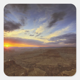 Pegatina Cuadrada Puesta de sol, borde sur del Gran Cañón, Gran