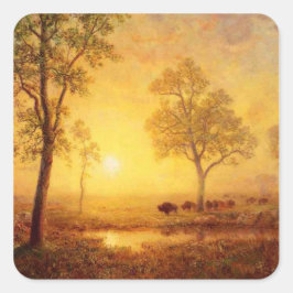 Pegatina Cuadrada Puesta de sol en la montaña de Bierstadt Albert