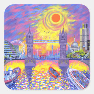 Pegatina Cuadrada Puesta del sol: Piscina de Londres 2013