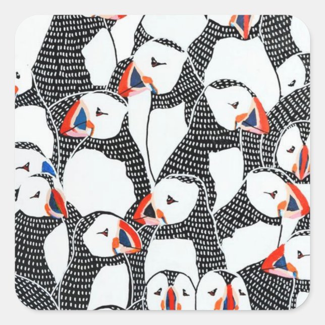 Pegatina Cuadrada Puffin (Anverso)