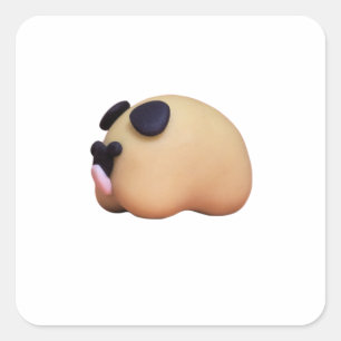 Pegatina Cuadrada Pug de arcilla polímero para amantes del perro