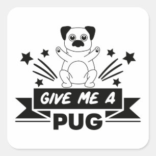 Pegatina Cuadrada Pug Hug Cachorro Mamá Perro Papá Fur Mama Bebé Cac