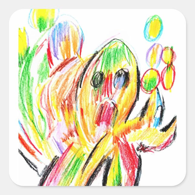 Pegatina Cuadrada Pulpo colorido  (Anverso)