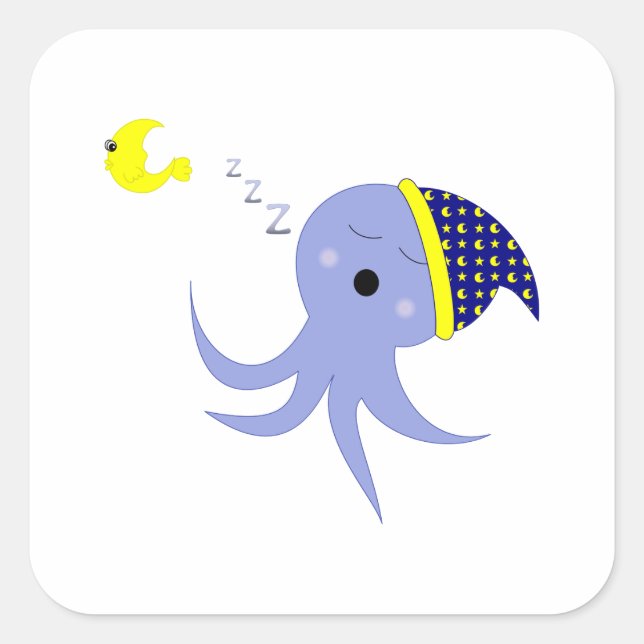 Pegatina Cuadrada Pulpo durmiendo (Anverso)