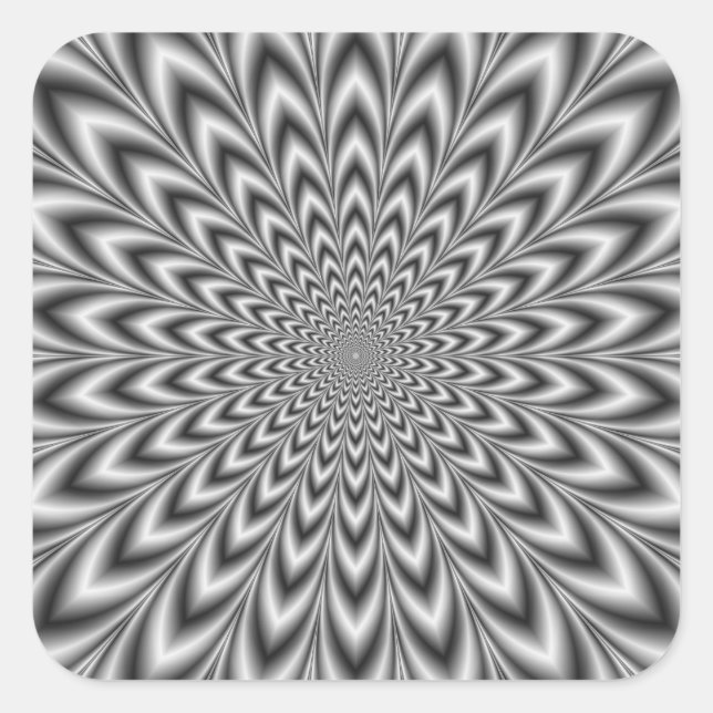 Pegatina Cuadrada Pulso de corte de arrugas en blanco y negro (Anverso)