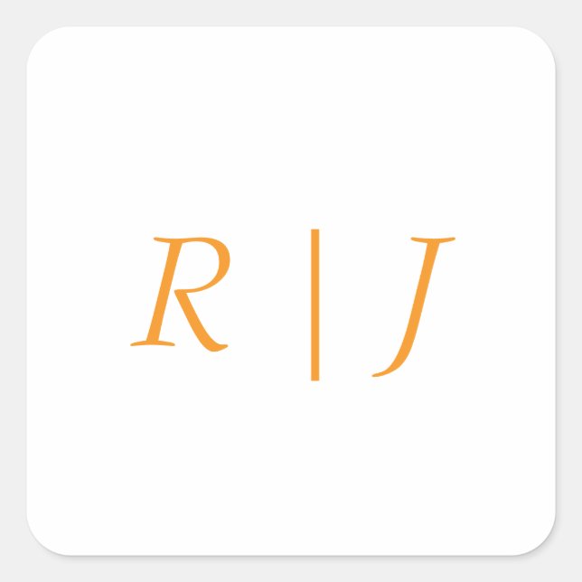 Pegatina Cuadrada Pumpkin Orange Monograms Fall Autumn Wedding (Anverso)