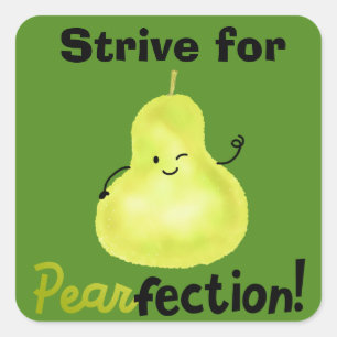 Pegatina Cuadrada Pun Pear Positivo - Perfección
