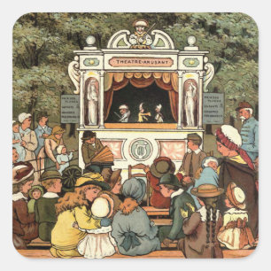 Pegatina Cuadrada Punch and Judy Puppet Show"