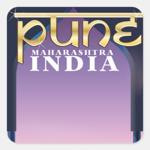 Pegatina Cuadrada Pune, Maharashtra India cartel de vacaciones