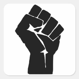Pegatina Cuadrada Puño Negro Levantado - Resistencia Protesta