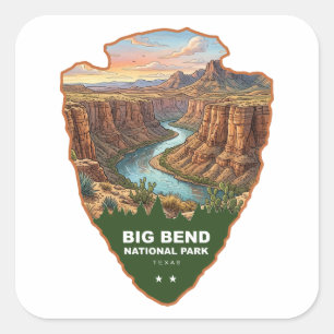 Pegatina Cuadrada Punta de flecha del Parque Nacional Big Bend