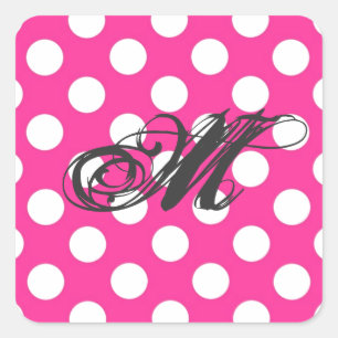 Pegatina Cuadrada Punto de polka rosa personalizado