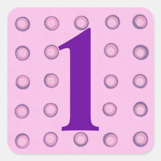 Pegatina Cuadrada Punto de Polka rosa y morado estratificado Edad 1