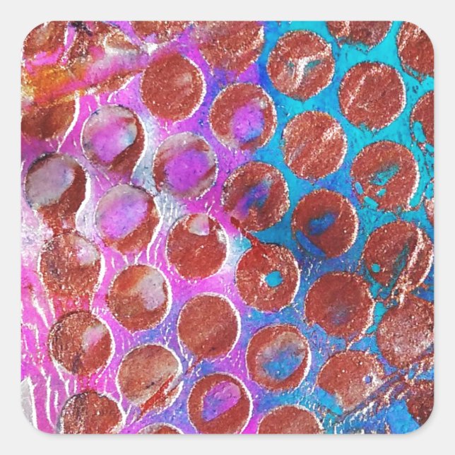 Pegatina Cuadrada Puntos abstractos (Anverso)