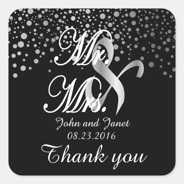 Pegatina Cuadrada Puntos Confetti Plateados | DIY Colores de fondo (Anverso)