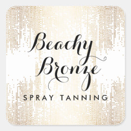 Pegatina Cuadrada Puntos de Confetti de Bronce Dorado