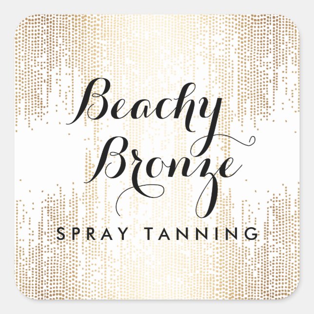 Pegatina Cuadrada Puntos de Confetti de Bronce Dorado (Anverso)