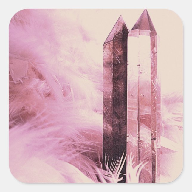 Pegatina Cuadrada Puntos de cuarzo (Anverso)