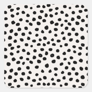 Pegatina Cuadrada Puntos De Impresión De Animales Dalmatianos Blanco
