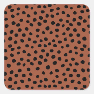 Pegatina Cuadrada Puntos de impresión de leopardo Rust Terracotta Ch