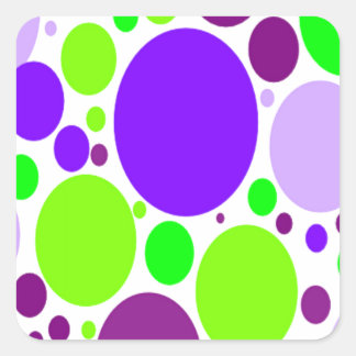 Pegatina Cuadrada Puntos De Polka Morado Y Verde