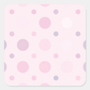 Pegatina Cuadrada Puntos de Polka Rosa
