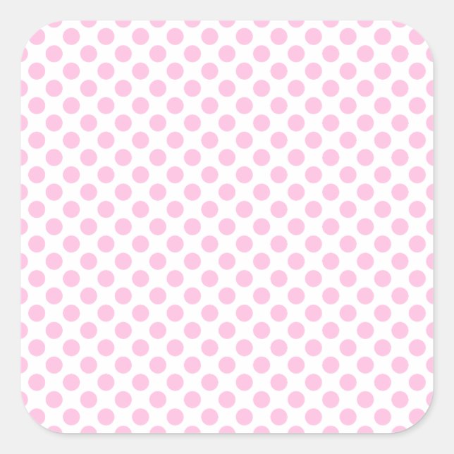 Pegatina Cuadrada Puntos de Polka Rosa con fondo de Personalizable (Anverso)