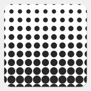 Pegatina Cuadrada Puntos de semitono blanco y negro