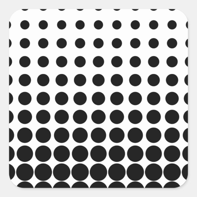Pegatina Cuadrada Puntos de semitono blanco y negro (Anverso)