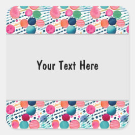 Pegatina Cuadrada Puntos y franjas de polka 12