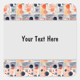 Pegatina Cuadrada Puntos y franjas de polka 14