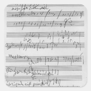 Pegatina Cuadrada Puntuación musical manuscrita