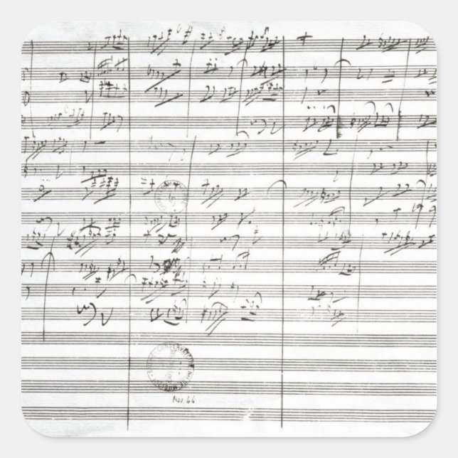 Pegatina Cuadrada Puntuación para el tercer movimiento de la 5ª sinf (Anverso)