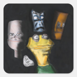Pegatina Cuadrada Puppets in the dark ( Erica Crooks puppet art )