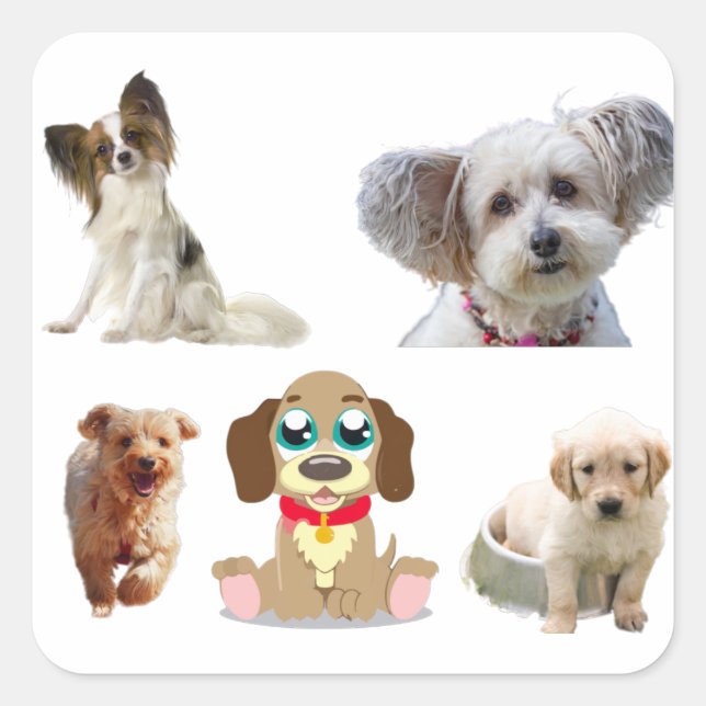Pegatina Cuadrada puppy love awesome dogs pack (Anverso)