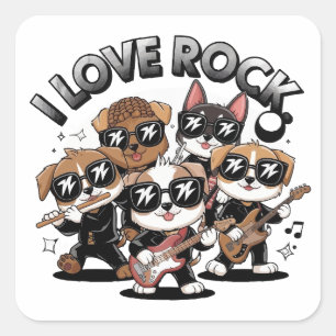 Pegatina Cuadrada Puppy rock band