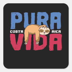 Pegatina Cuadrada Pura Vida Sloth