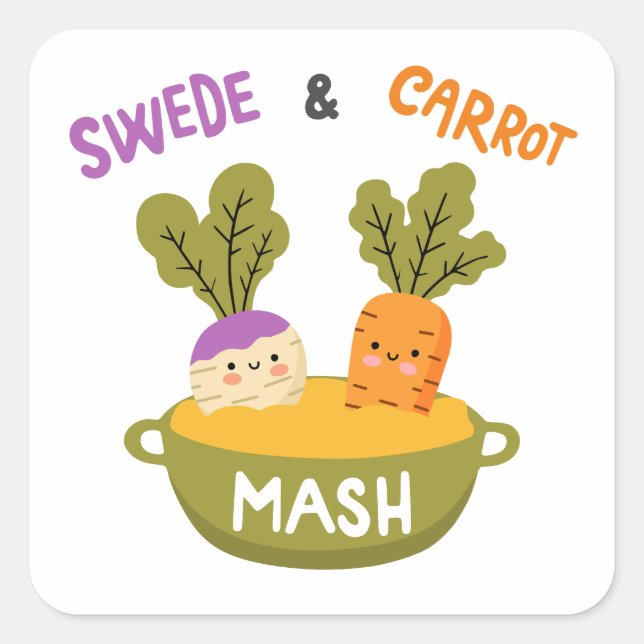Pegatina Cuadrada Puré de nabo y zanahoria (Anverso)