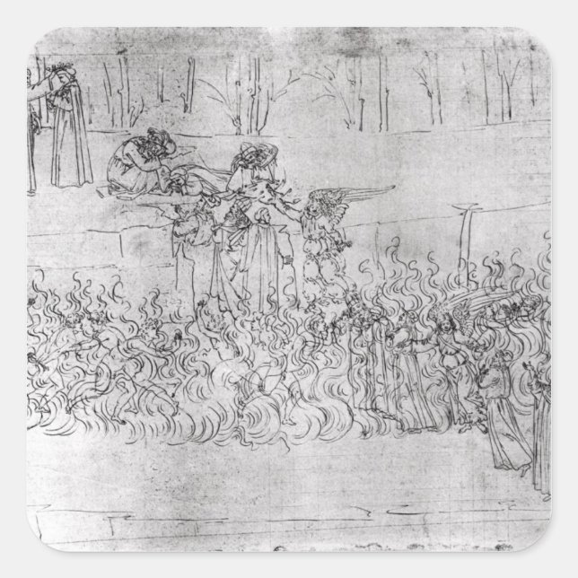 Pegatina Cuadrada Purgatorio, de 'La Divina Comedia' de Dante (Anverso)