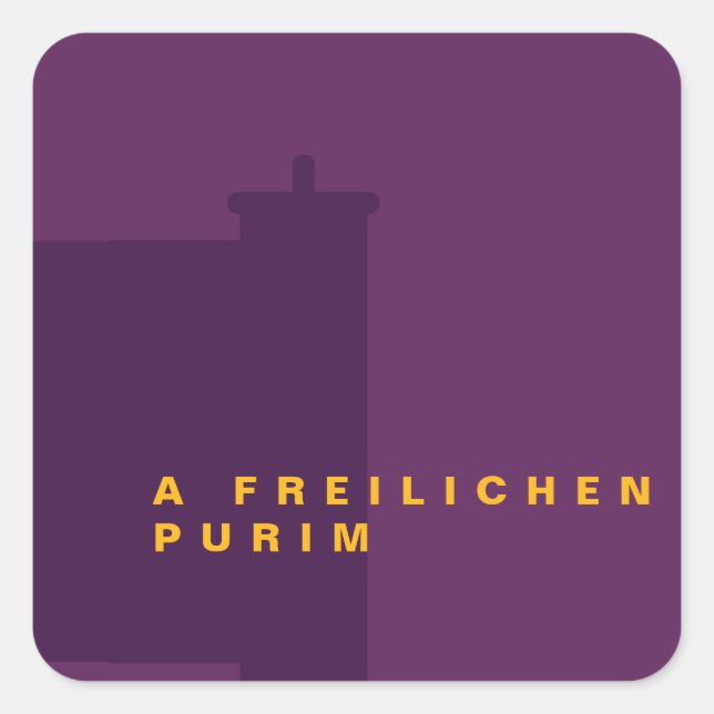 Pegatina Cuadrada Purim Megillah Silhouette Mishloach Manot (Anverso)