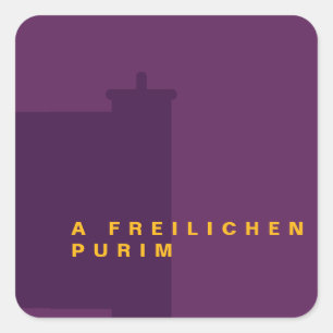 Pegatina Cuadrada Purim Megillah Silhouette Mishloach Manot