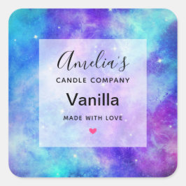 Pegatina Cuadrada Purple and Blue Galaxy Space Candle Business
