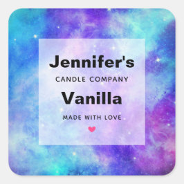 Pegatina Cuadrada Purple and Blue Galaxy Space Candle Business