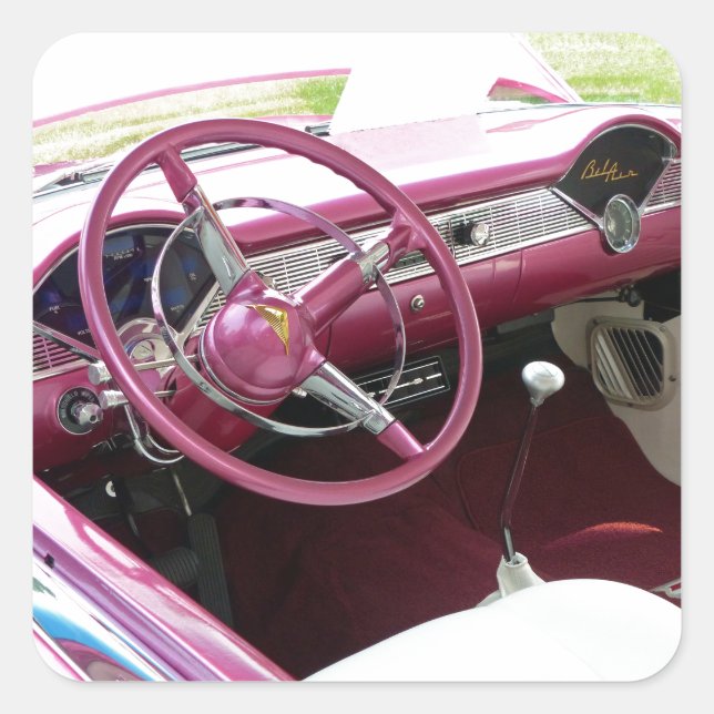 Pegatina Cuadrada Purple Chevy Bel Air (Anverso)