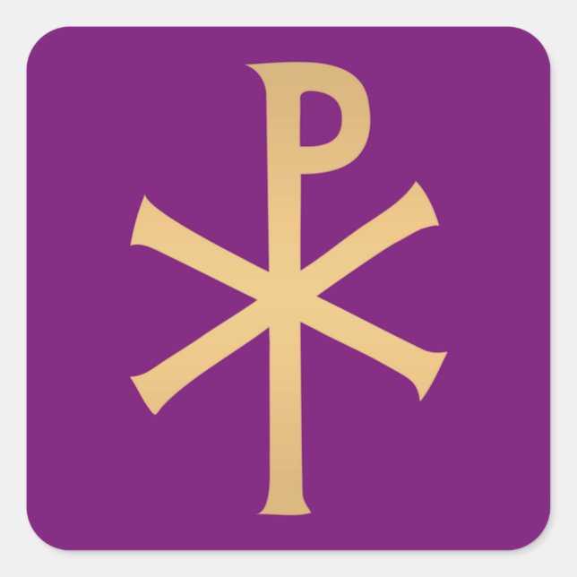 Pegatina Cuadrada Purple Chi Rho (Anverso)
