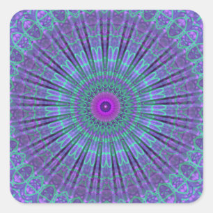 Pegatina Cuadrada Purple Inspire mandala kaleidoscopio